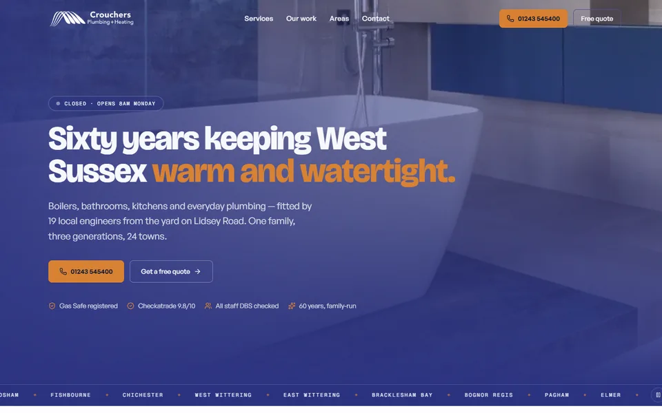 Screenshot of the family plumbing and heating website