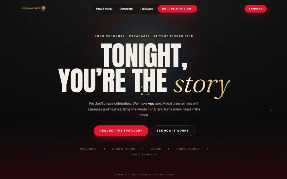Screenshot of the event photography website